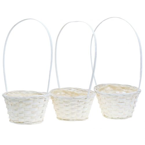Floristik24 Litter basket with handle white 34cm 3pcs