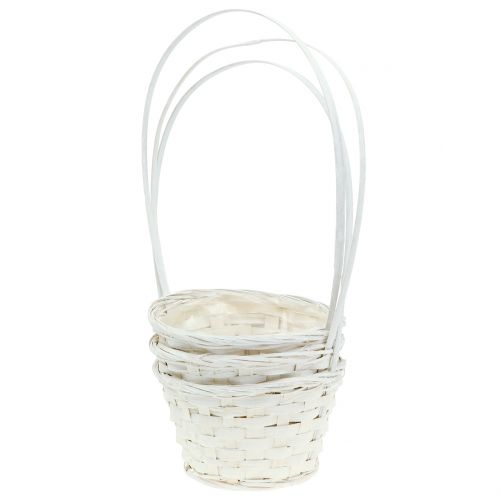 Product Litter basket with handle white 34cm 3pcs