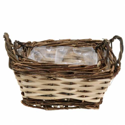 Planter, decorative basket, square, natural colors 21 × 16/16 × 13cm, set of 2