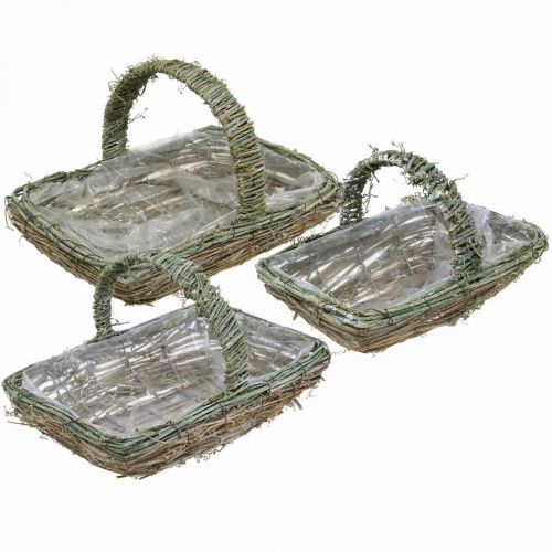 Basket for planting, flower basket, vine twigs Shabby-Chic L42cm / 34cm / 28cm set of 3
