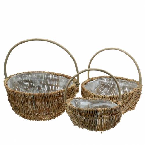 Floristik24 Handle basket round natural Ø32/28/22cm set of 3