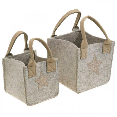 Floristik24 Decorative planter felt bag Christmas decoration beige 20 / 16cm set of 2