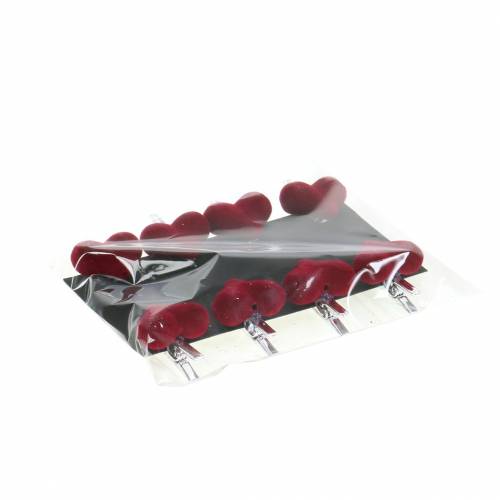 Product Decorative Heart with Clip Red 3cm 8 pcs