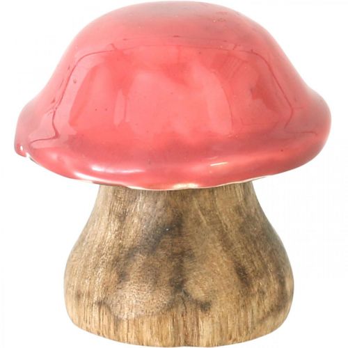 Product Autumn decoration deco mushrooms made of wood Purple wooden mushrooms H5-7cm 6 pieces