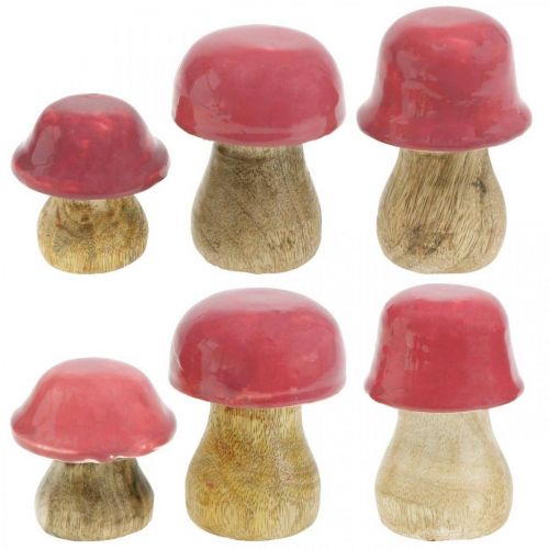 Product Autumn decoration deco mushrooms made of wood Purple wooden mushrooms H5-7cm 6 pieces