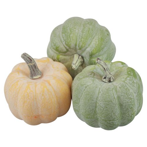 Product Autumn decoration pumpkins whitened orange, green 7.5cm 6 pcs