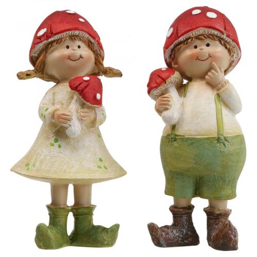 Floristik24 Autumn children decorative figures boy and girl mushroom children 2pcs