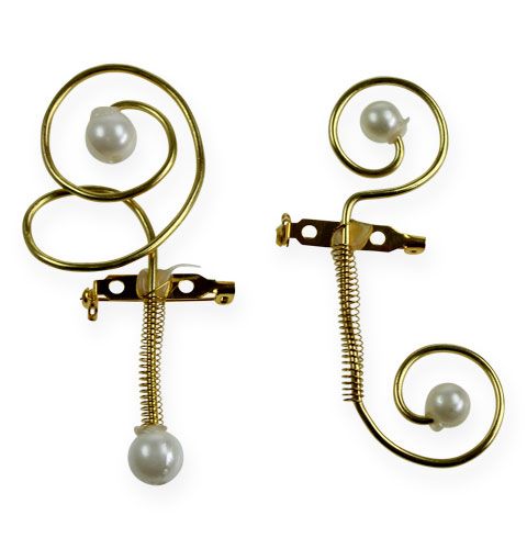 Floristik24 Wedding pin with pearls, gold 8cm 24 pcs