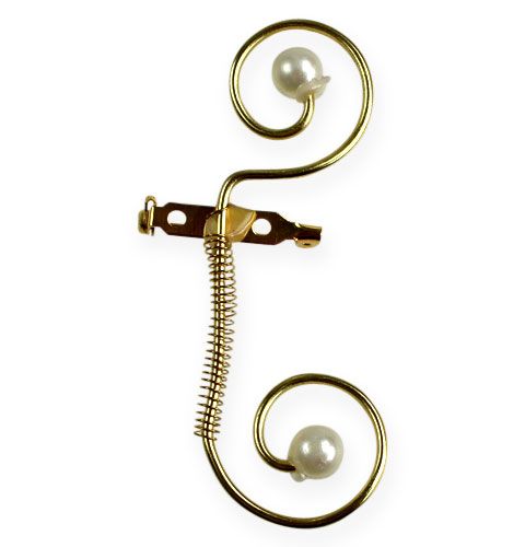 Floristik24 Wedding pin with pearls, gold 8cm 24 pcs