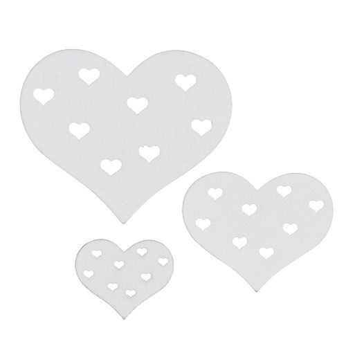 Floristik24 Heart Mix White 3.3cm - 7cm 54pcs