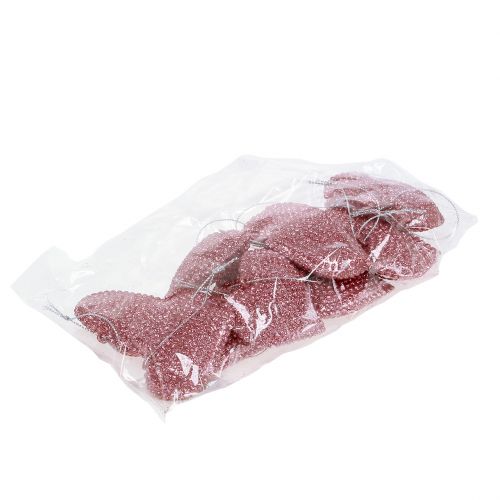 Floristik24 Pink heart for hanging with mica 6,5cm x 6,5cm 12pcs