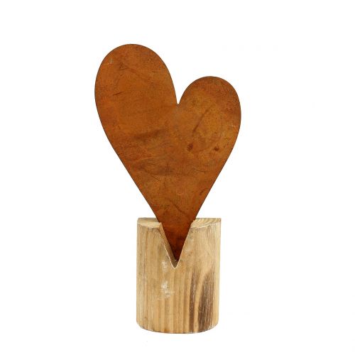 Floristik24 Heart rust on the wooden foot 22cm x 11cm