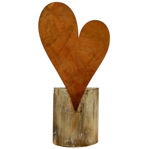 Floristik24 Heart rust on wooden foot 40cm x 20cm