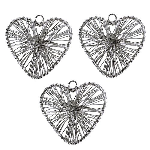 Floristik24 Heart silver 4,5cm for hanging 20pcs