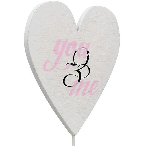 Product Heart on stick 7cm white, pink 12 pcs