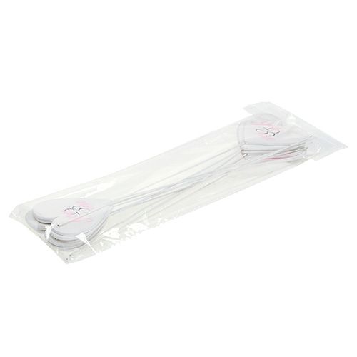 Product Heart on stick 7cm white, pink 12 pcs