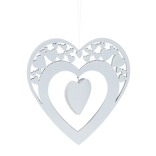 Floristik24 Heart for hanging white 23cm