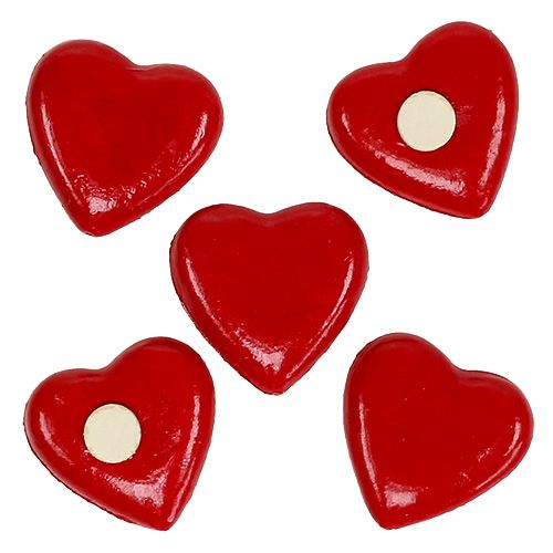Floristik24 Heart for sticking 3,5cm red 24pcs