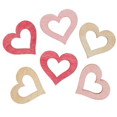 Floristik24 Heart to sprinkle pink, pink, nature 2cm 144p