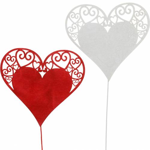 Floristik24 Heart on a stick, decorative plug heart, wedding decoration, Valentine&#39;s Day, heart decoration 16 pieces