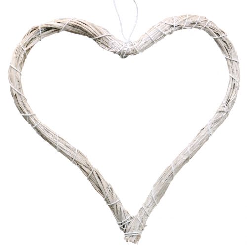 Floristik24 Bast heart to hang white 20cm 6pcs