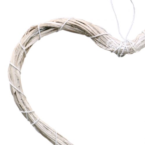 Product Bast heart to hang white 20cm 6pcs