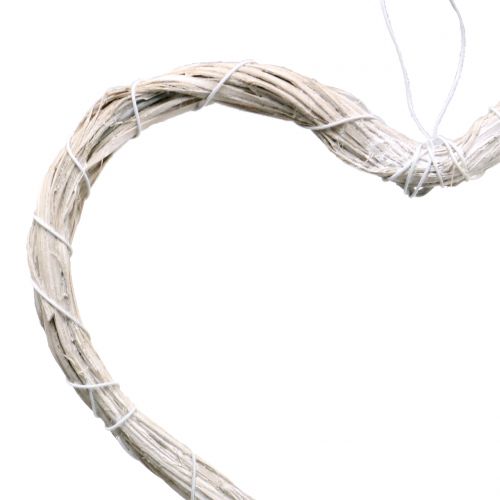 Floristik24 Bast heart to hang white 20cm 6pcs