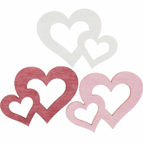 Floristik24 Wooden hearts, giveaways for table decorations, Valentine&#39;s Day, wedding decorations, double heart 72pcs