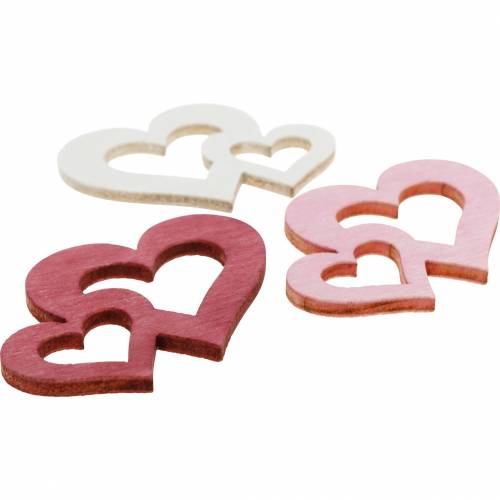 Floristik24 Wooden hearts, giveaways for table decorations, Valentine&#39;s Day, wedding decorations, double heart 72pcs