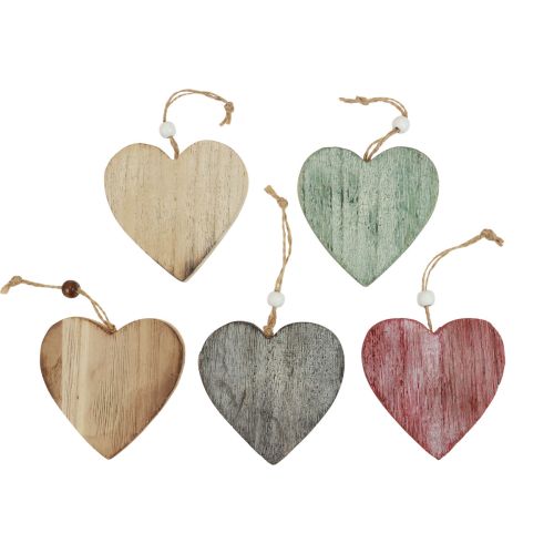 Wooden Hearts Decorative Hearts White Colored Vintage Wood 10pcs