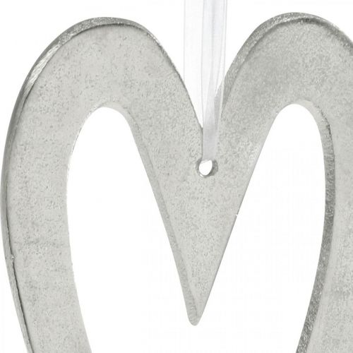 Floristik24 Decorative heart for hanging silver aluminum wedding decoration 22 × 12cm