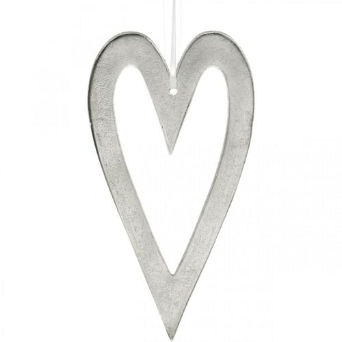 Decorative heart for hanging silver aluminum wedding decoration 22 × 12cm