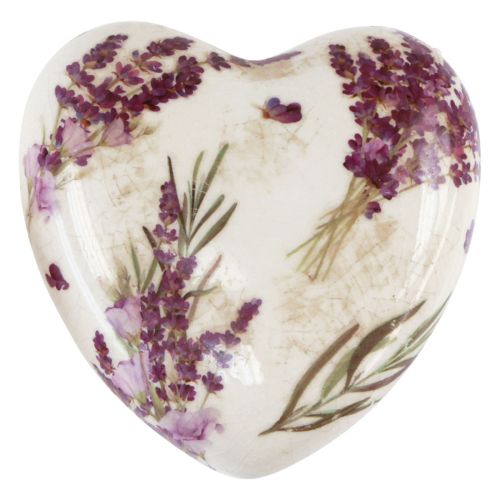 Floristik24 Heart decoration ceramic decoration lavender vintage stoneware 10.5cm