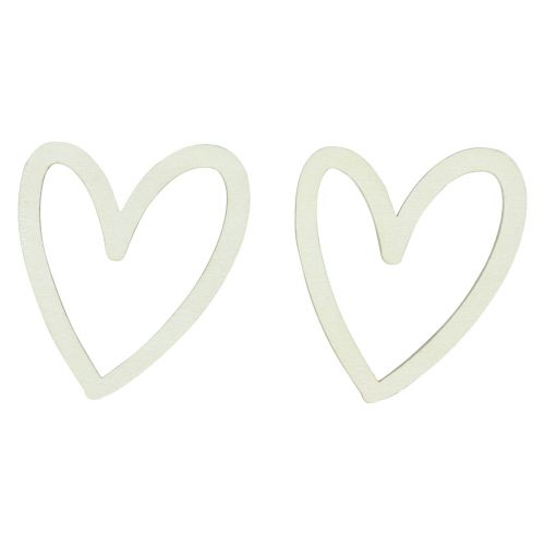 Heart deco sprinkles hearts wood table decoration cream 4.5cm 48pcs