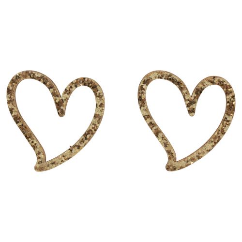 Product Heart decoration scatter decoration hearts wooden table decoration gold 5 cm 48 pcs