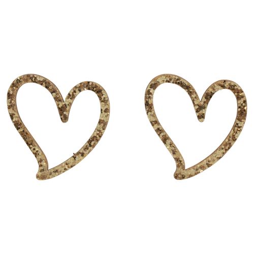 Floristik24 Heart deco sprinkles hearts wood table decoration gold 5cm 48pcs