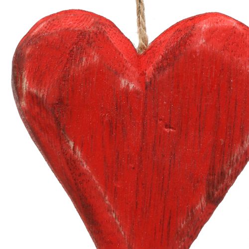 Floristik24 Wooden hearts to hang red, white 11.5cm 4pcs