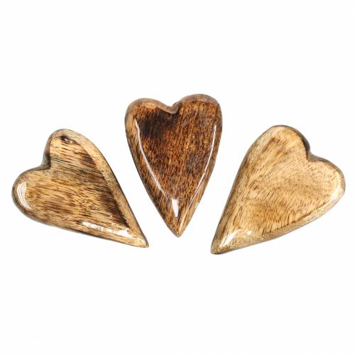 Floristik24 Hearts made of mango wood glazed natural 6.2–6.6cm × 4.2–4.7cm 16 pcs
