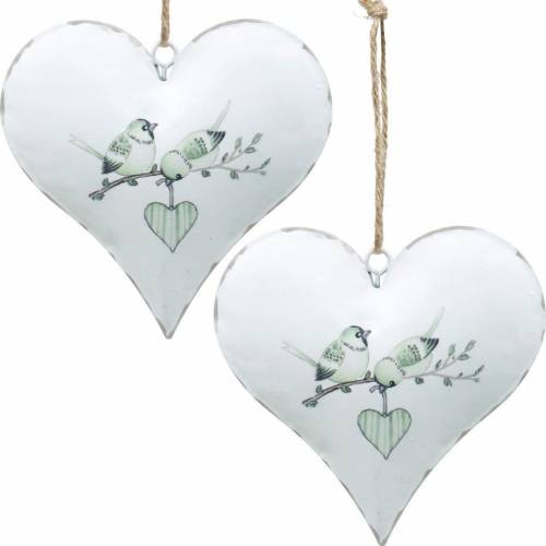 Floristik24 Decoration hanger heart with bird motif, heart decoration for Valentine's Day, metal pendant heart shape 4pcs