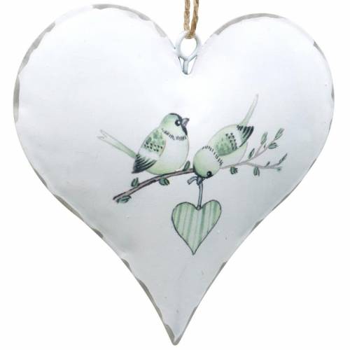 Floristik24 Decoration hanger heart with bird motif, heart decoration for Valentine's Day, metal pendant heart shape 4pcs