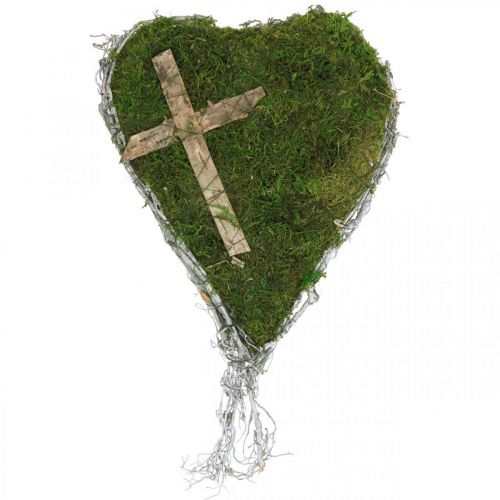 Floristik24 Grave decoration heart vines moss for grave arrangements 30×20cm