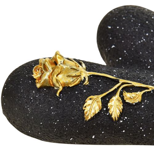Heart with rose black gold grave jewelry 14×10×3cm 2pcs