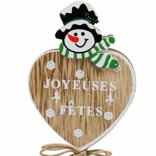 Floristik24 Deco plug heart with snowman 12pcs