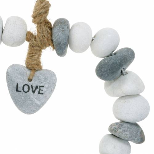Product Heart to hang “Love” made of river pebbles Nature, gray / white Ø18cm 1 pc