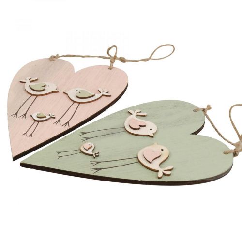Floristik24 Heart made of wood, decorative heart for hanging, heart decoration H16cm 6 pcs