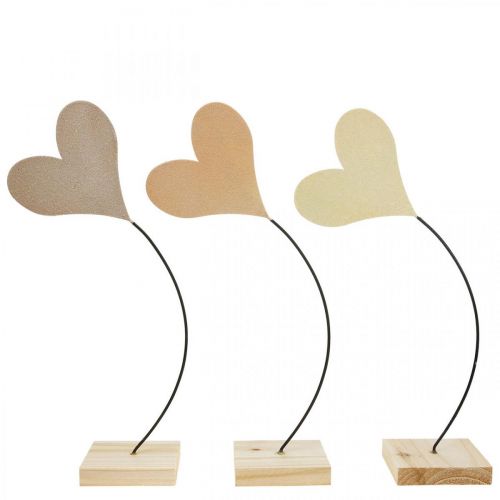 Product Table decoration hearts wedding, heart decoration metal beige/orange/yellow H40cm 3pcs