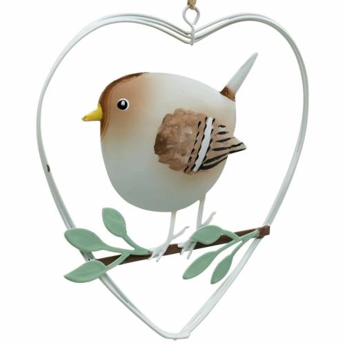 Floristik24 Heart pendant with sparrows, spring decoration, metal heart, Valentine&#39;s Day, bird heart 4pcs
