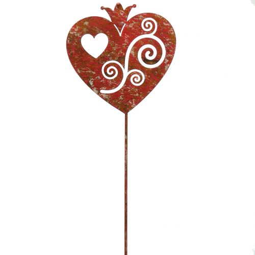 Floristik24 Garden plug heart red 45.5cm