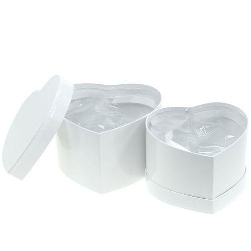 Floristik24 Herzbox flower box white 14 / 16cm 2pcs