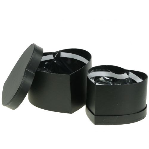 Floristik24 Flower box heart black 18 / 20cm 2pcs